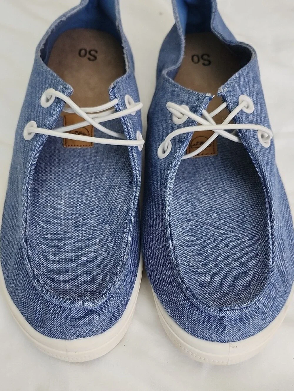SO Edenn Chambray Blue Moc Toe Slip On Sneakers NWOT Woman's 10 - Picture 3 of 9